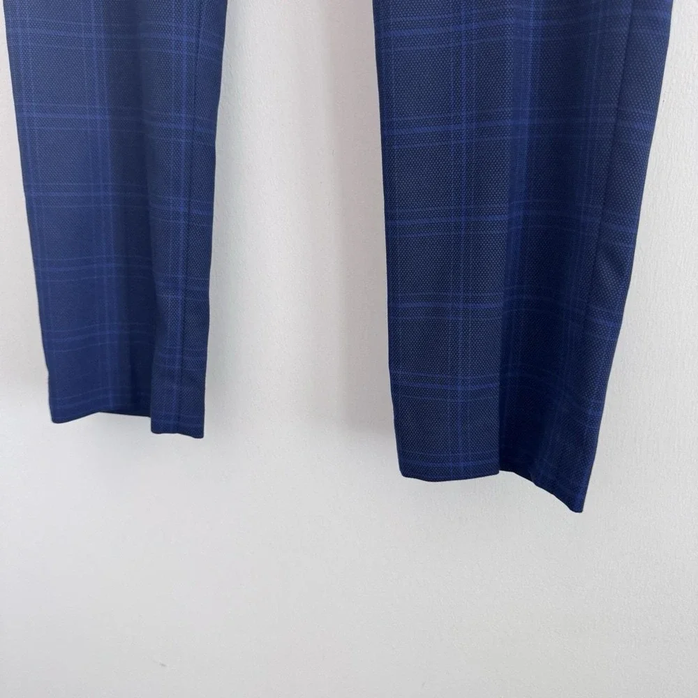 Banana Republic Factory 31x30 Blue Plaid Very Slim Stretch Dress Pants Men's